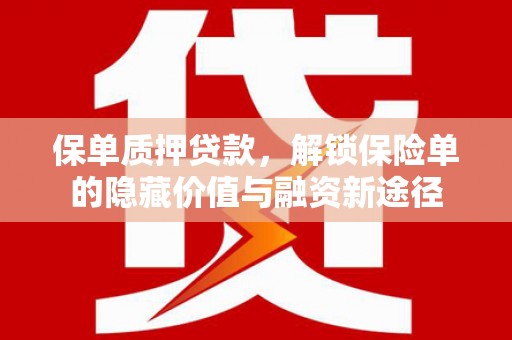 张家港保单质押贷款，解锁保险单的隐藏价值与融资新途径