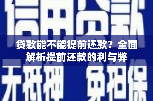 阳春贷款能不能提前还款？全面解析提前还款的利与弊