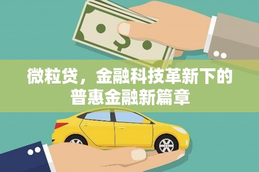 松原微粒贷，金融科技革新下的普惠金融新篇章