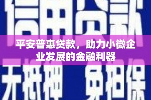 江都平安普惠贷款，助力小微企业发展的金融利器