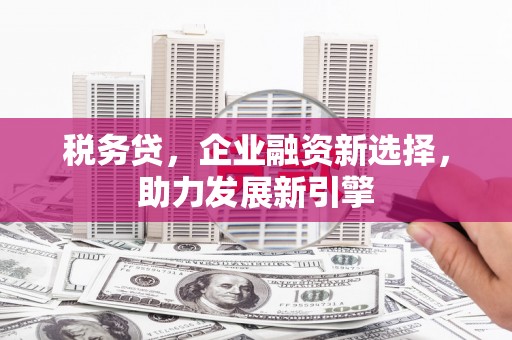 封丘税务贷，企业融资新选择，助力发展新引擎