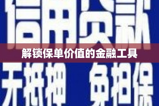 稻城解锁保单价值的金融工具